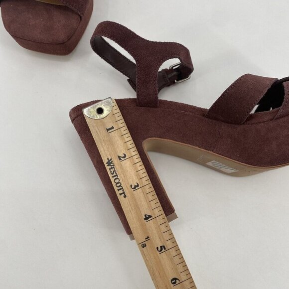Splendid Womens Size 10 Piper Suede Platform Heeled Sandals Raisin Strappy Boho - Picture 9 of 13